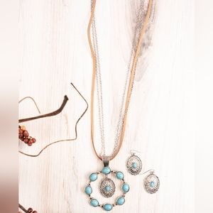 ESTELLE TURQUOISE LAYERED NECKLACE AND EARRING